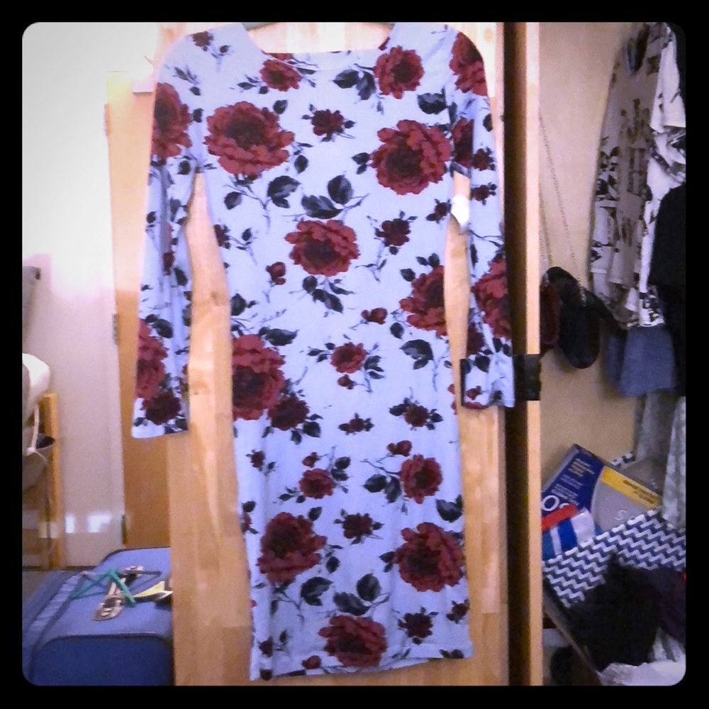 Blue floral bodycon dress